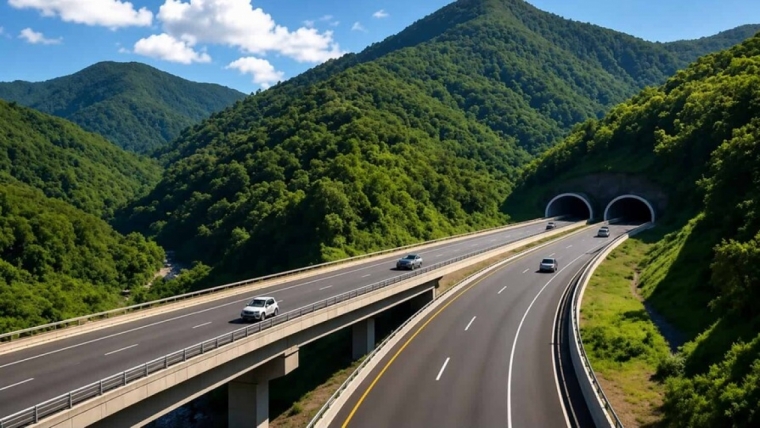 La imagen muestra como será la Autopista del Ámbar, que tendrá una longitud aproximada de 35 kilómetros y enlazará la Circunvalación Norte de Santiago con la carretera Puerto Plata-Sosúa. 